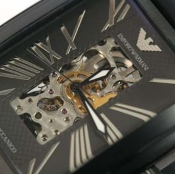 Emporio Armani Meccanico Black Rectangular Dial Silicone Strap Automatic Watch - Picture 4 of 15